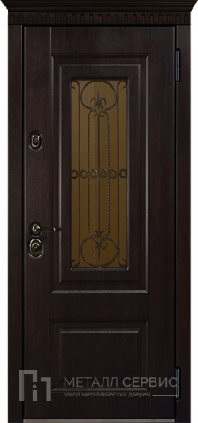 Дверь со стеклом и ковкой МДФ ПВХ №4