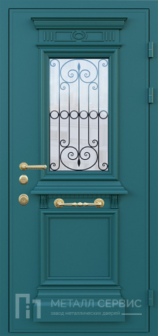 Дверь со стеклом и ковкой МДФ RAL №8