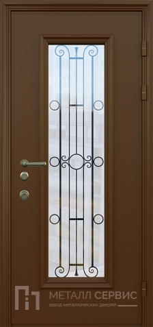 Дверь со стеклом и ковкой МДФ RAL №13