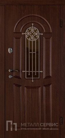 Дверь со стеклом и ковкой МДФ ПВХ №1