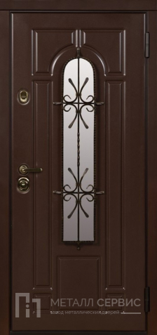 Дверь со стеклом и ковкой МДФ RAL №3
