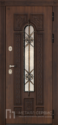 Дверь со стеклом и ковкой МДФ ПВХ №2